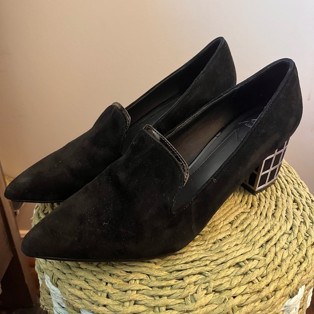 Brian Atwood Velvet Black Block heeled Shoes - Size 8